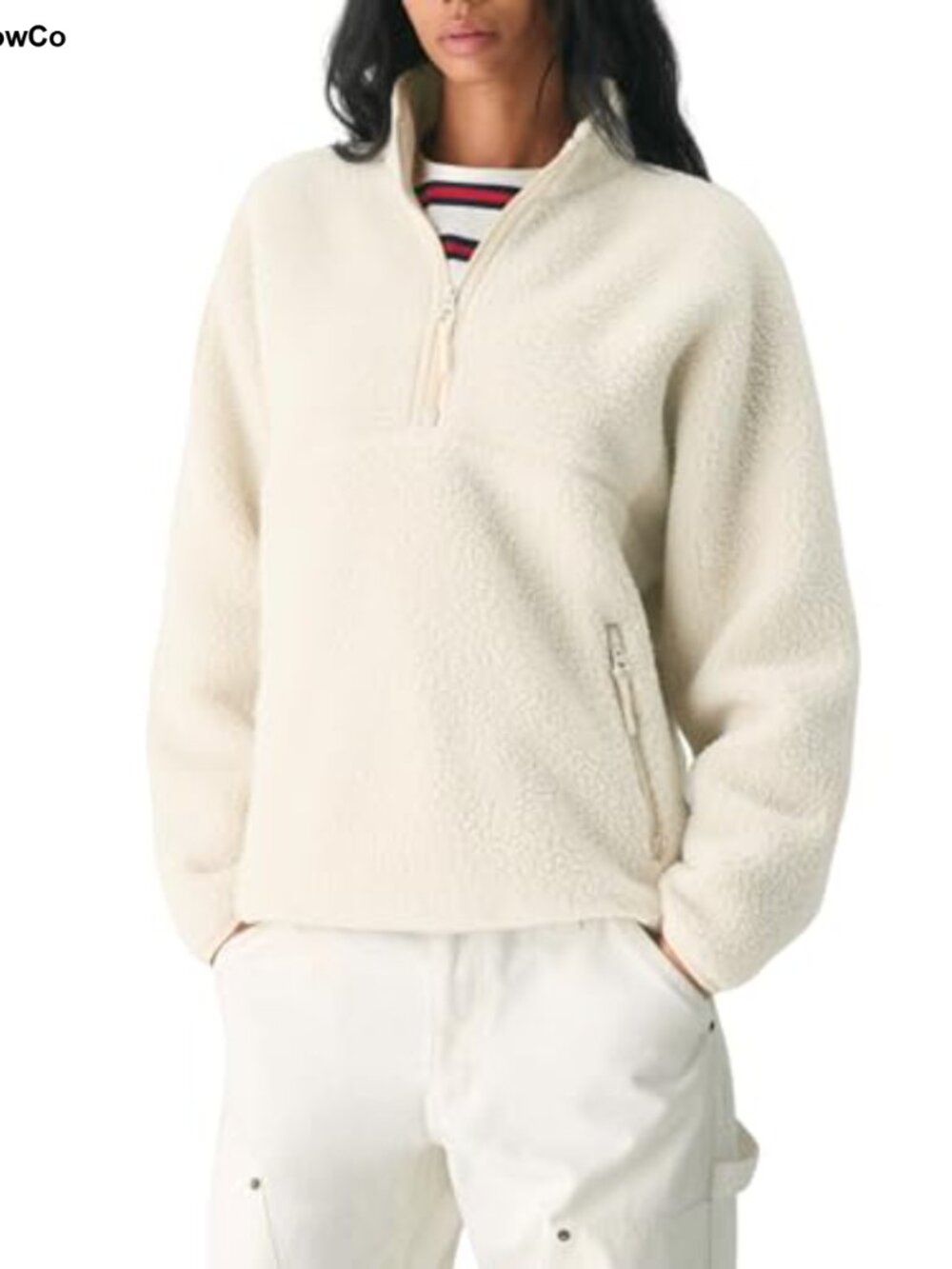 Fleece Pullover Quarter Zip Sherpa Jacket Fuzzy Outdoor